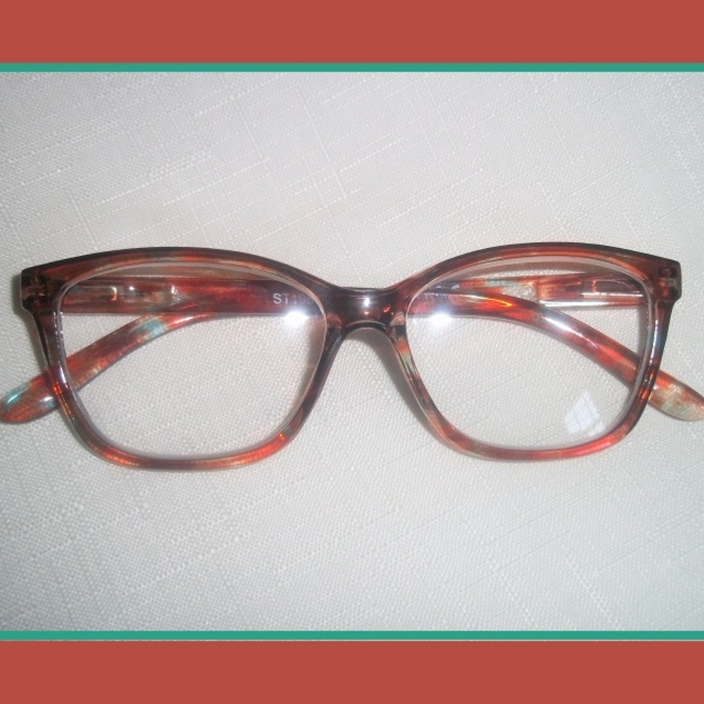 Redwood & Teal Tortoise Reading Glasses